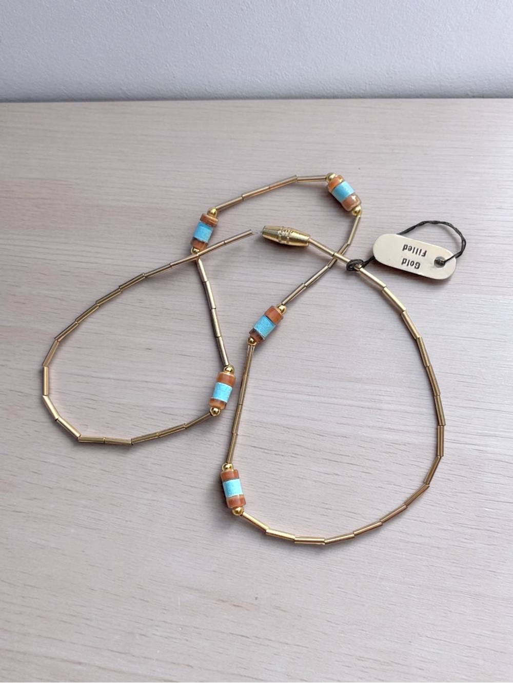 🌺 Vintage GOLD FILLED & Turquoise Bead Choker/Necklace-NWT